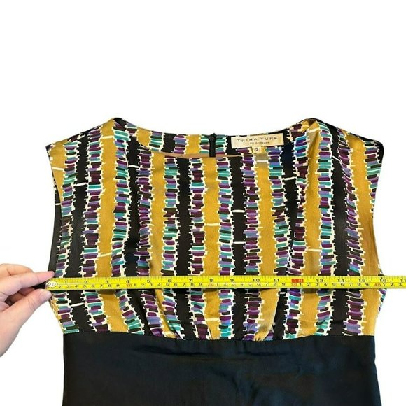 Trina Turk 100% Silk Yellow Geometric Pattern Sleeveless Sheath Dress‎ Womens 2 - Picture 4 of 6